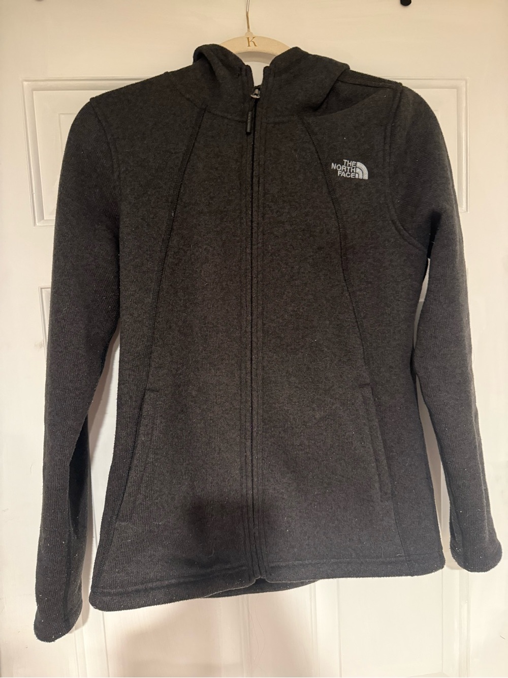 The North Face Womens Crescent Full Zip Hoodie Jacket Small Dark Gray Fleece